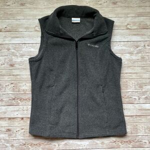 Columbia Grey Fleece Zip Up Two Pocket Vest Sz S
